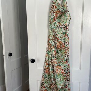 NWOT Multicolor Halter Neck Satin Dress
